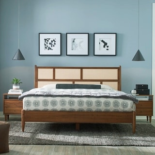 Grain Wood Furniture Mid Century Cane Bed - Bed Bath & Beyond - 38197465