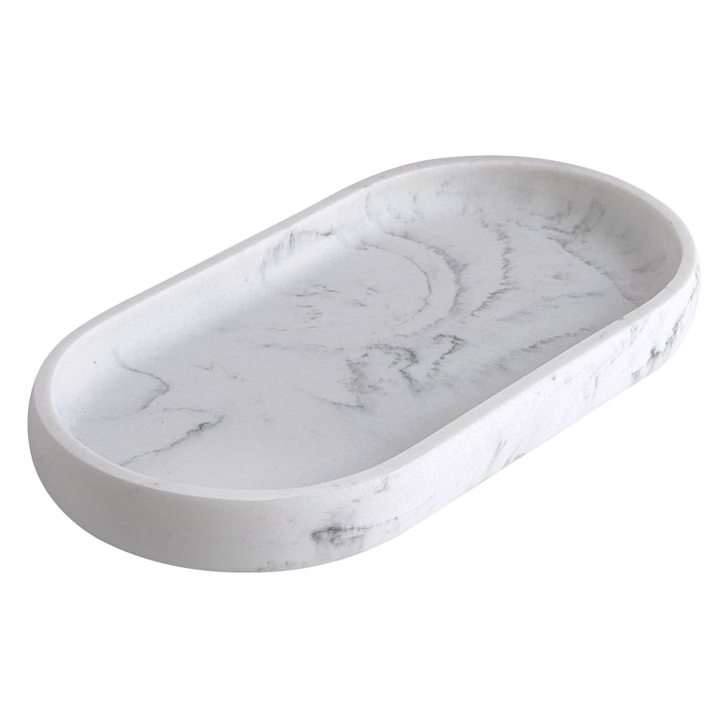 Legends Resin Vanity Tray White/Black Marble Bed Bath & Beyond 39085223