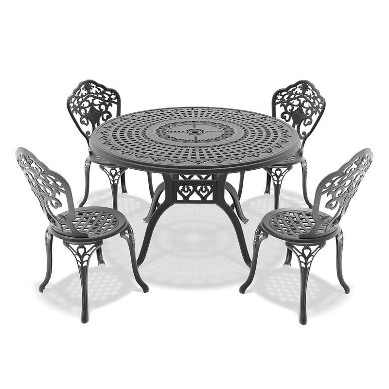Traditions 5-Piece Patio Outdoor Dining Set with 4 Dining Chairs and 47.24 in.Round Table, Rust Free