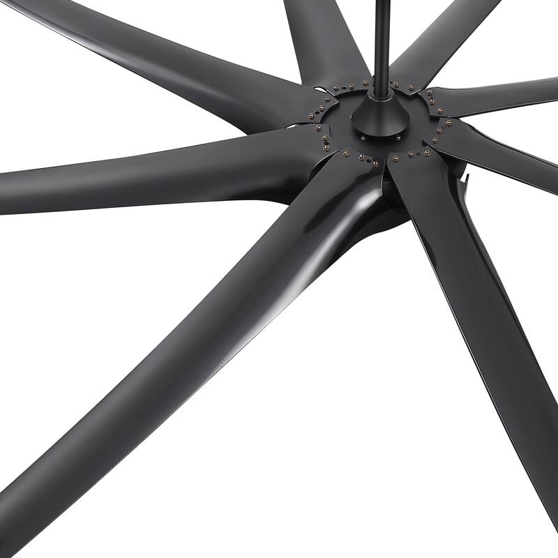 Large 100/84-inch 8-Blade Matte Black Ceiling Fan with Remote,No Light