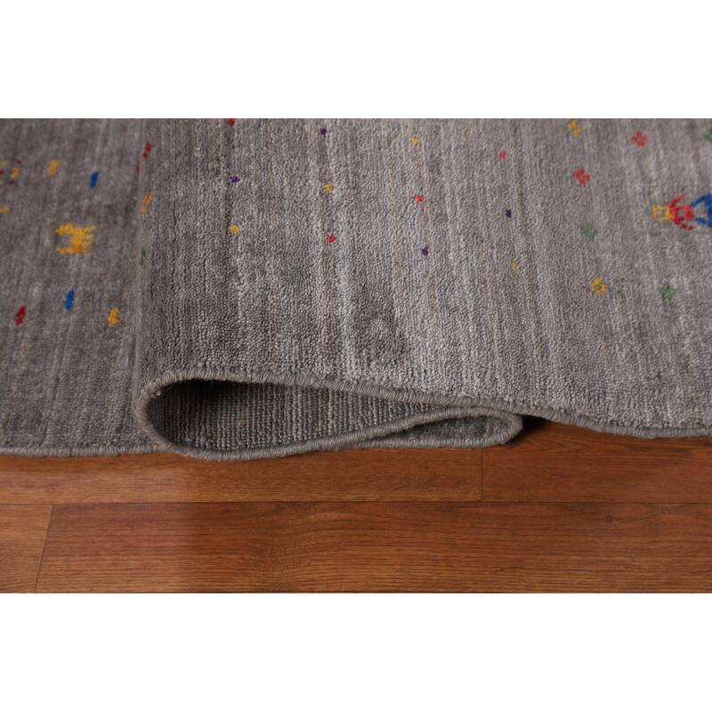 Gabbeh Oriental Square Area Rug Handmade Wool Carpet - 7'9" x 7'9"