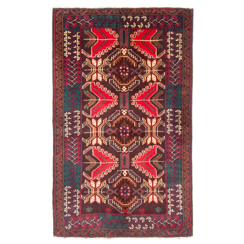 ECARPETGALLERY Hand-knotted Teimani Dark Brown Wool Rug - 2'8 x 4'7