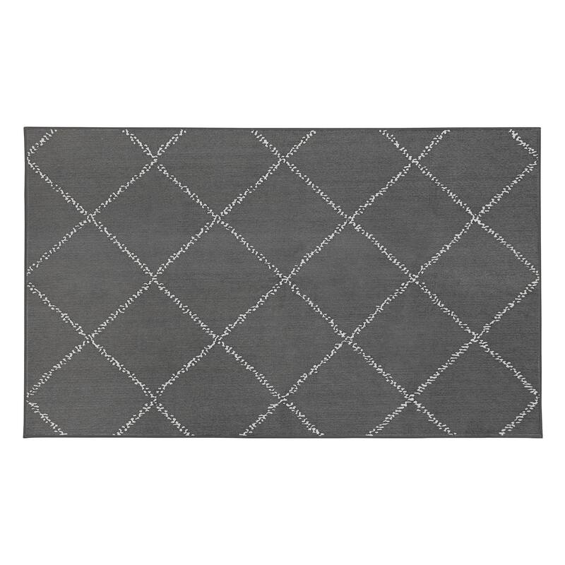 My Magic Carpet Machine Washable Rug Medina Moroccan Diamond Grey