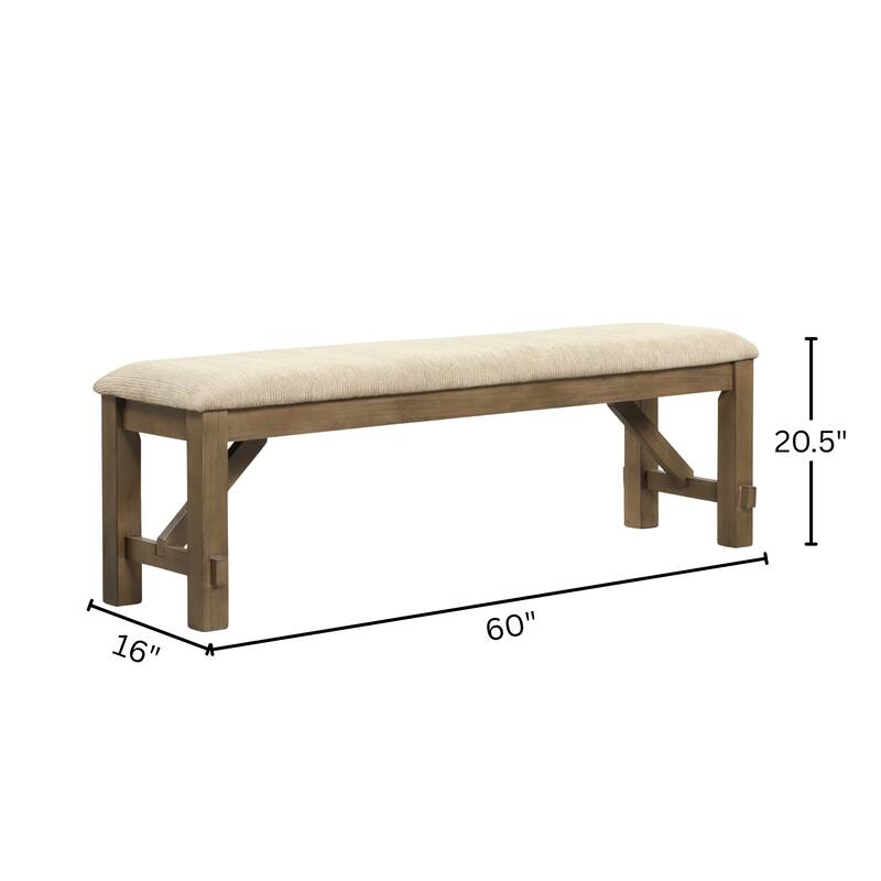 Roundhill Furniture Raven Wood Fabric Upholstered Dining Bench