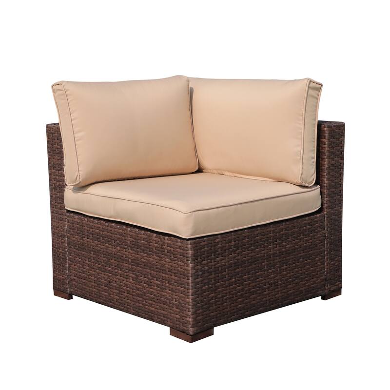 2 pieces Wicker Patio Corner Sofa Sectional Set