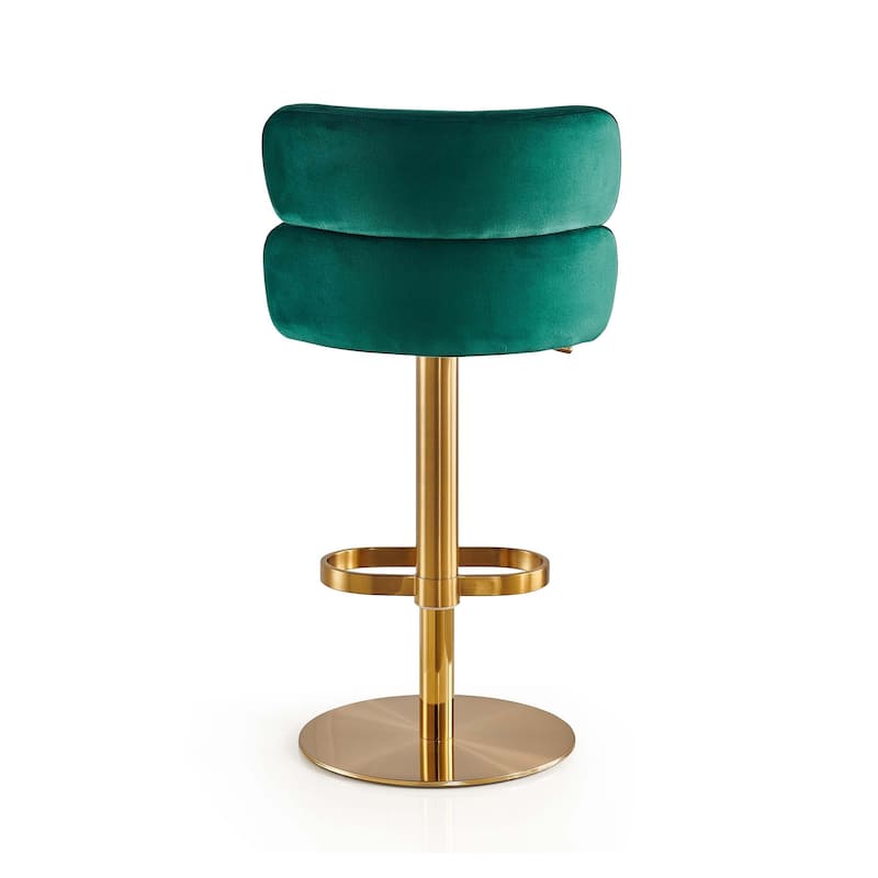 Modern Velvet Bar Stool with Height Adjustment and 360-Degree Swivel