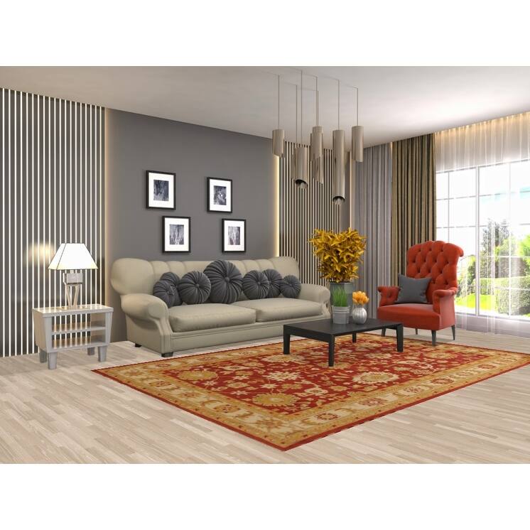 All-Over Agra Indian Area Rug Handmade Wool Carpet - 6'0"x 9'2"