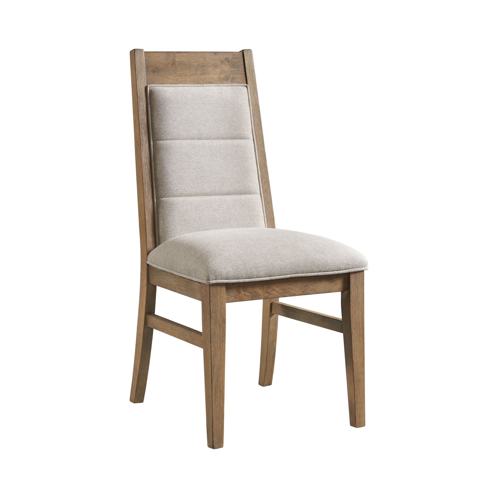 Landmark Upholstered Side Chair with Webbed Seat and 4 Legs Weathered Oak Set of 2