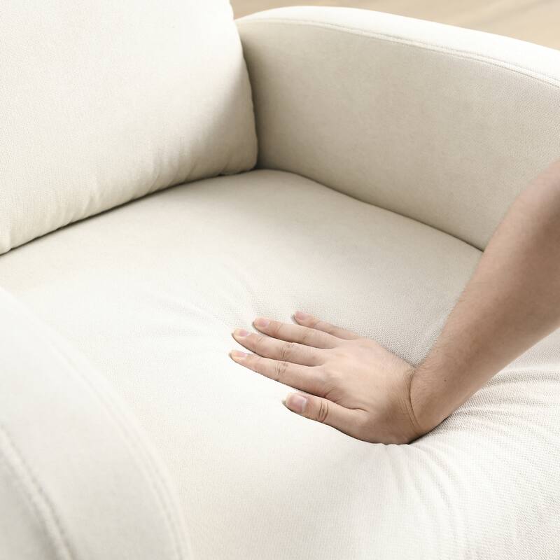 Wooden Base Glider Rocking Chair, Upholstered Nursery Rocker Chair with High Backres, Living Room Bedroom Lounge Chair Armchair