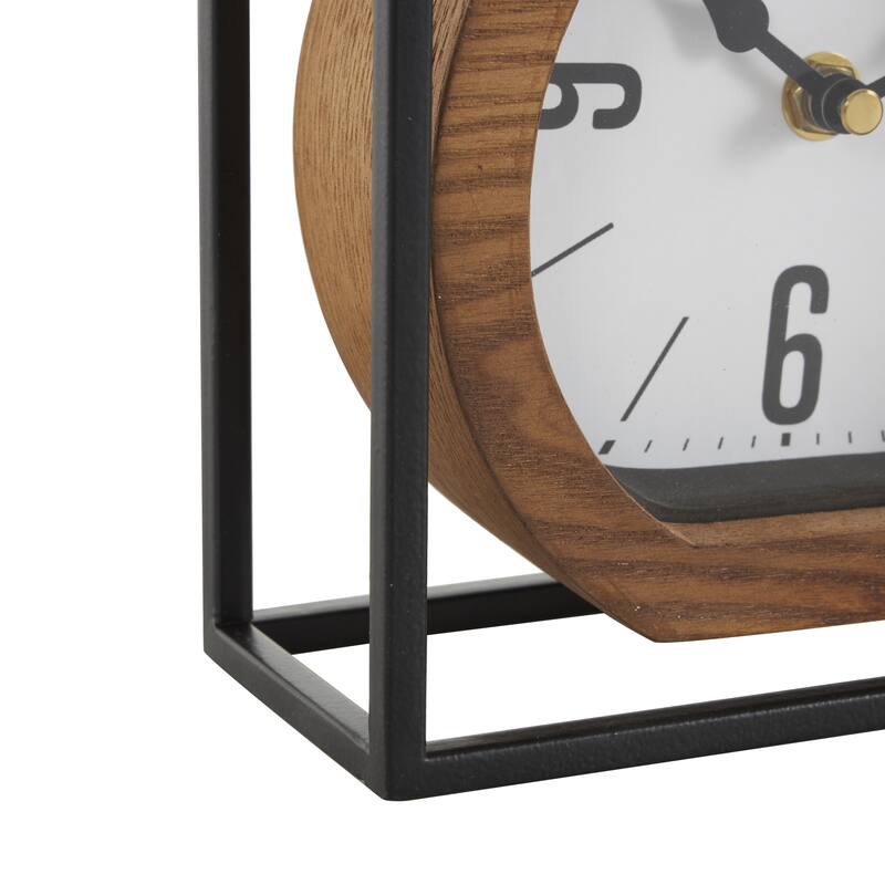 Metal Suspended Decorative Clock with Black Frame - Brown - Roche River Decor