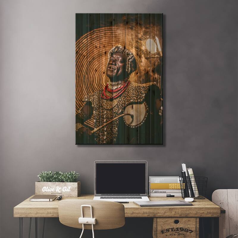 Sound Of Music Print On Wood by Harry Odunze - Multi-Color