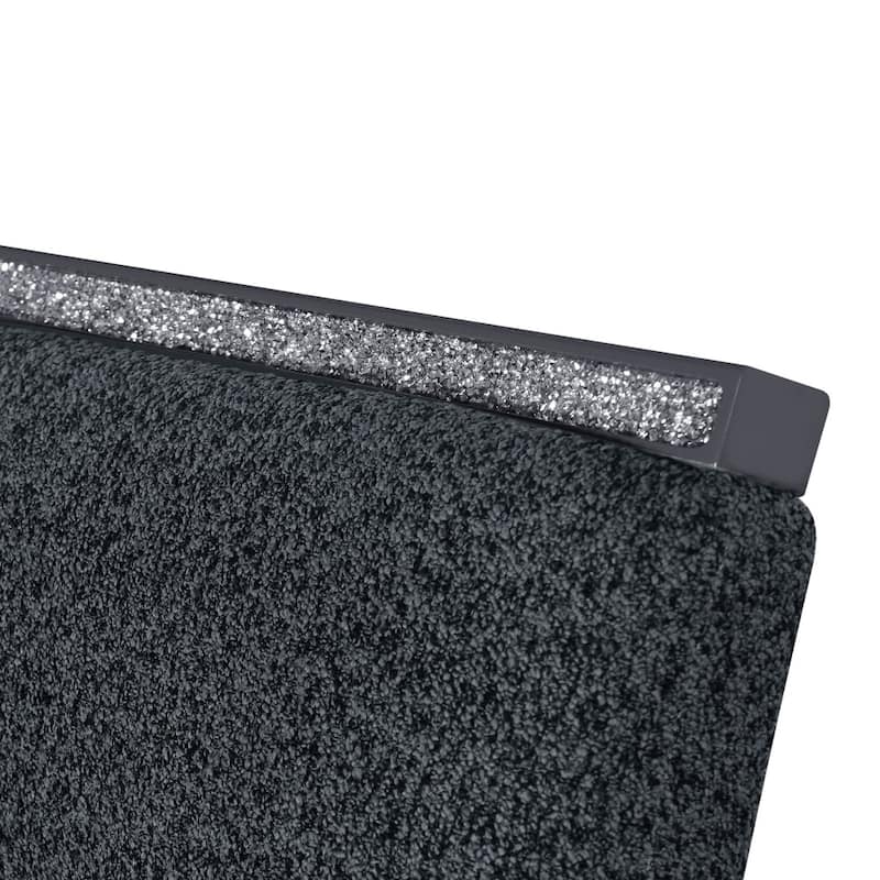 HomeRoots Dark Gray Upholstered Fabric With Faux Crystal Bling Dining Side Chair - 19.1 in. x 39.2 in. x 26.2 in.