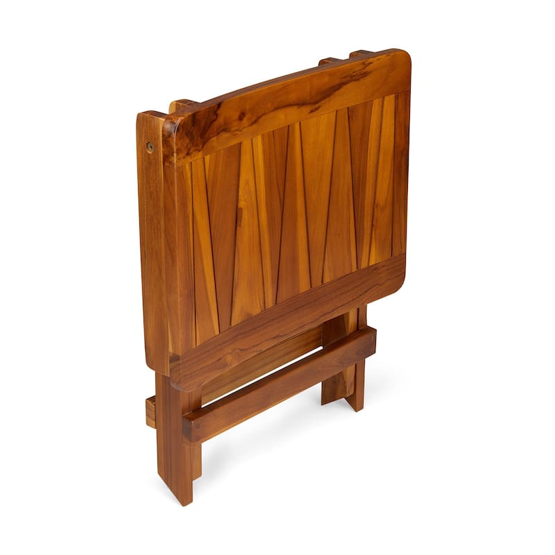 TeakCraft Teak Folding Shower Stool, Shower Bench, 18 Inch Bed Bath