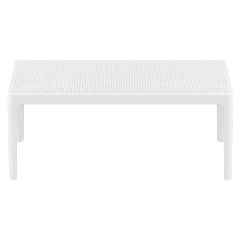 39.5" White Patio Solid Rectangular Lounge Coffee Table