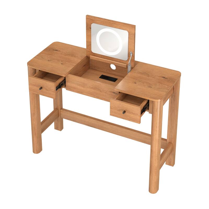 Walker Edison Modern Vanity with LED Light and Drawer Storage