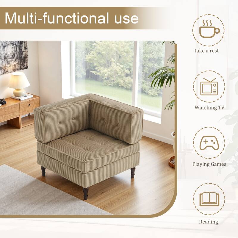 Modern Corduroy Corner Armchair Armless Chair sofa