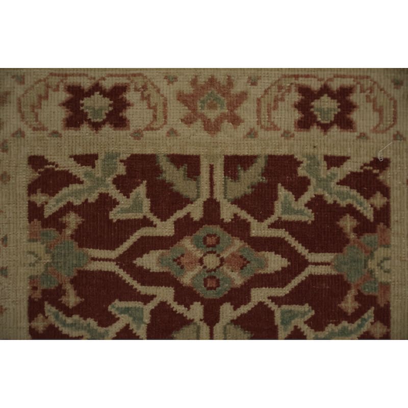 Hand Knotted Oriental 100% Wool Carpet Traditional All-Over Red Ziegler Area Rug - 3' 2'' X 1' 11''