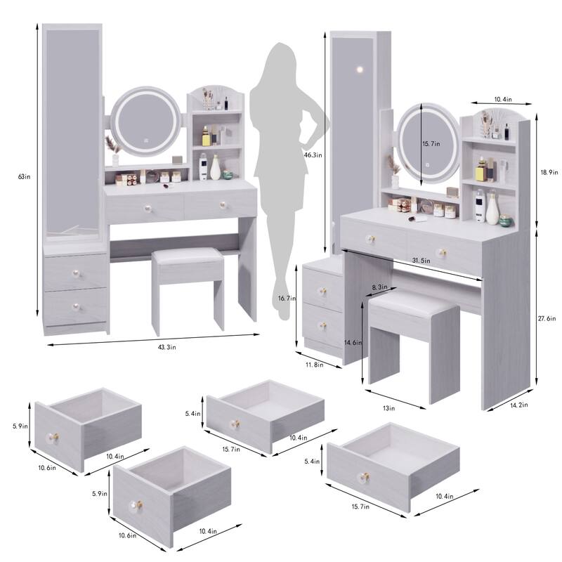 Makeup Vanity with LED Mirror