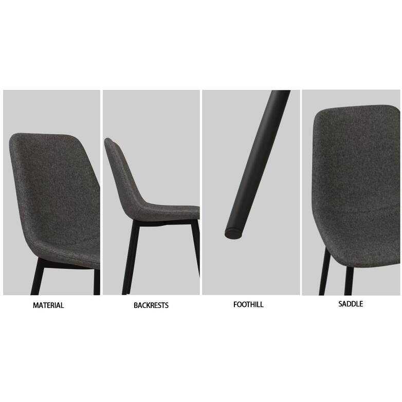 Modern 5-Piece Dining Set with Rectangular Metal Base Table & 4 Square Corner Suede Chairs