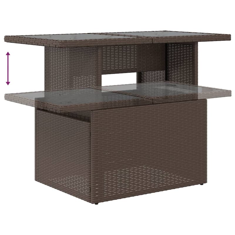 vidaXL Patio Table Rectangular Backyard Garden Poly Rattan and Acacia Wood - 39.4 x 21.7 x 28.7 in