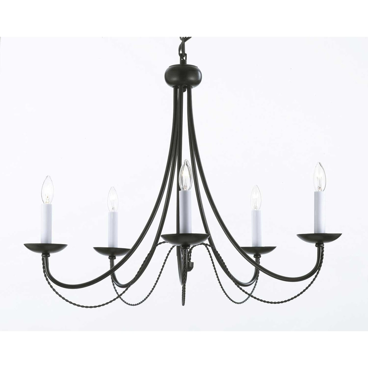 Wrought Iron Chandelier Lighting H22 X W26 With Swag Plug In Lighting