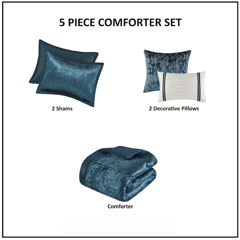 Madison Park Reagan 5 Piece Crinkle Velvet Comforter Set