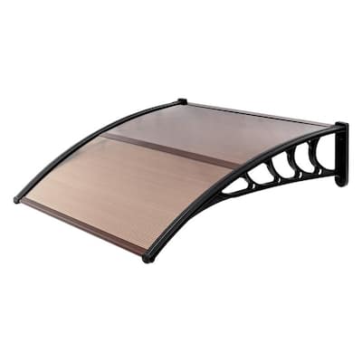 Window Awning Door Canopy, 40" x 35.4" Outdoor Front Door Patio Canopy Brown and Black Bracket