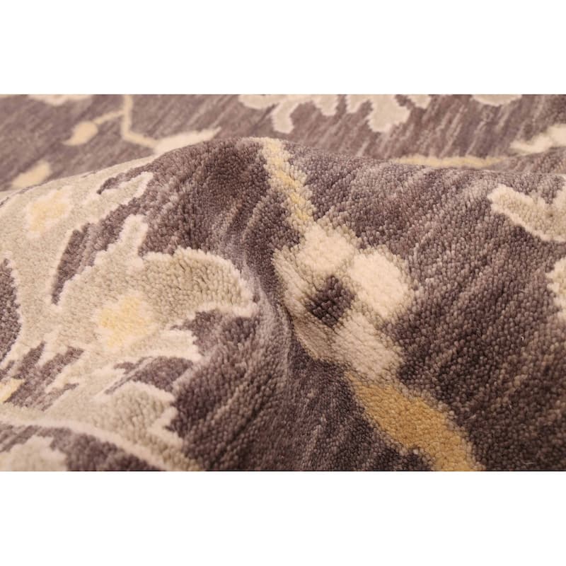ECARPETGALLERY Hand-knotted Royal Oushak Dark Grey Wool Rug - 9'11 x 13'11