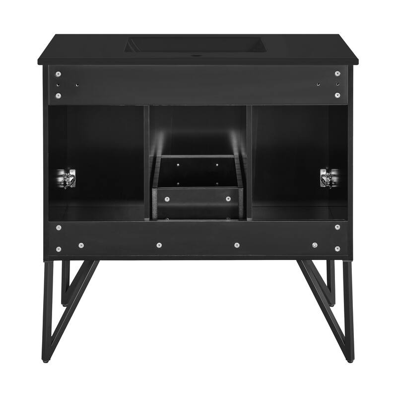 Annecy 36 In. Phantom Black Bathroom Vanity With Black Ceramic Sink Top