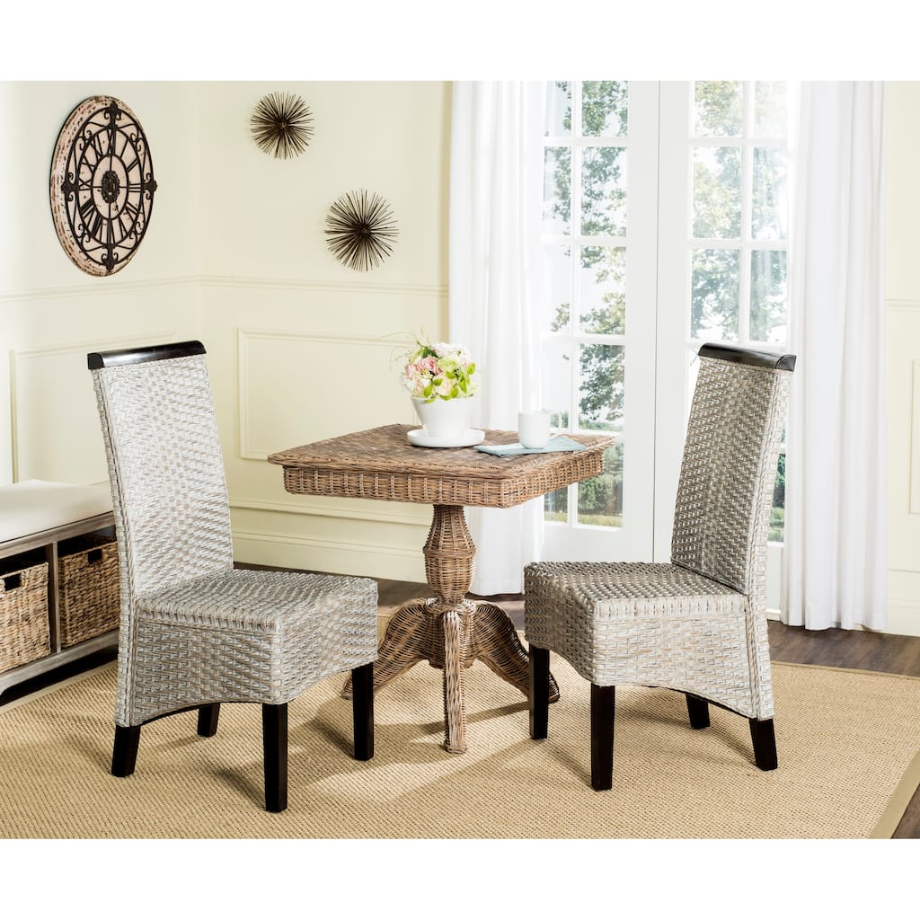 SAFAVIEH Gunvor Grey Wicker Dining Chair (Set of 2) - 17.3" x 24" x 39.3" - 17Wx24Dx39H