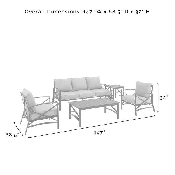 Crosley Kaplan 5Pc Outdoor Sofa Patio Furniture Set - 147 W x 68.5 D x ...