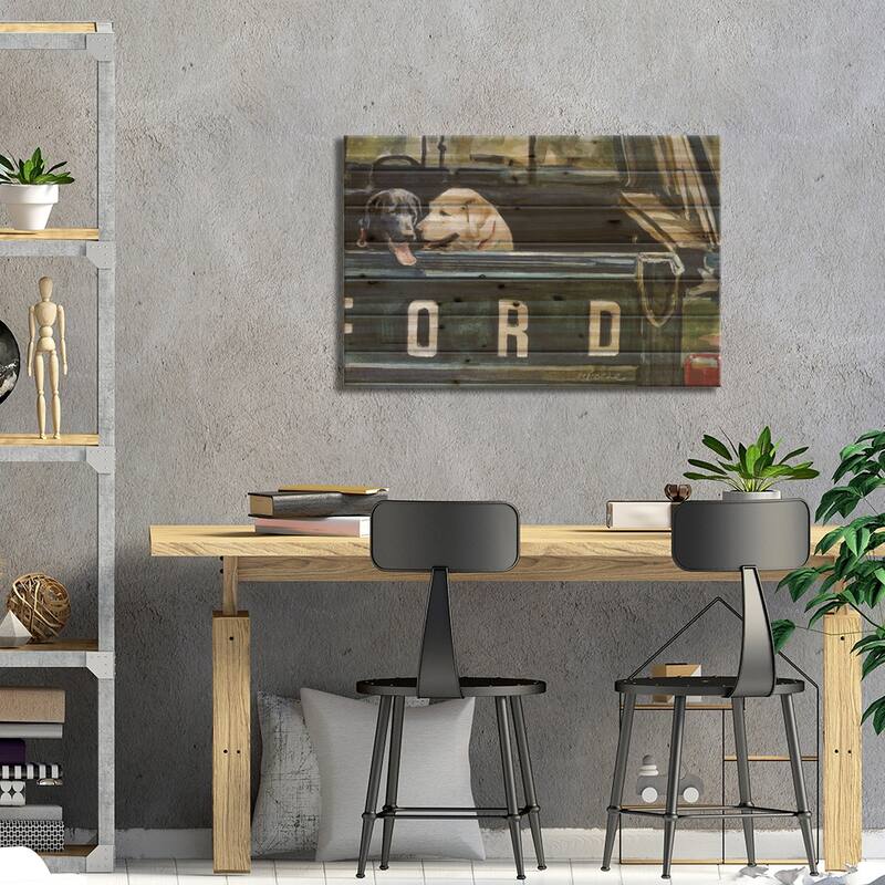 For Our Retriever Dogs Print On Wood by Molly A. Poole - Multi-Color