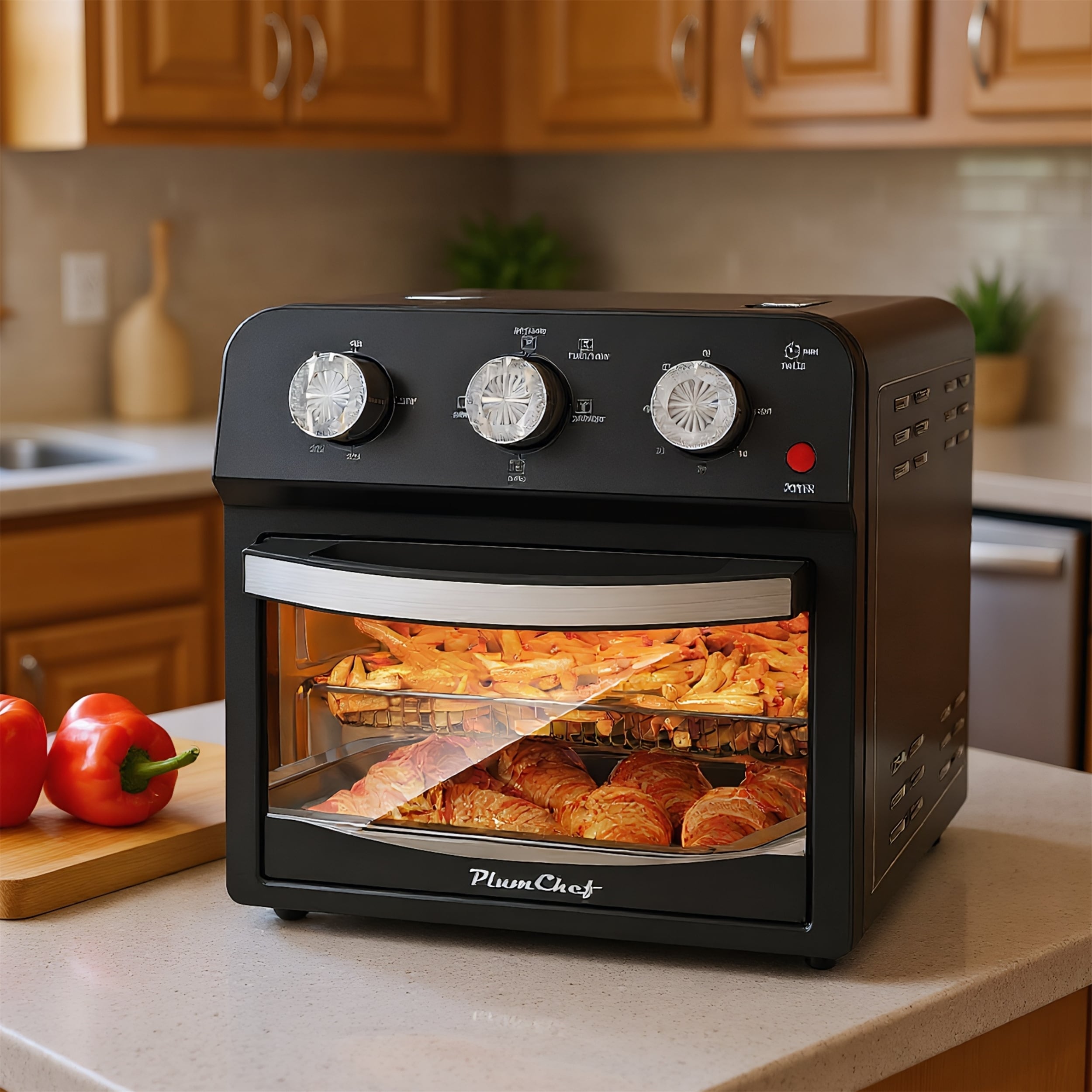 7-in-1 Air Fryer Toaster Oven with 12QT Capacity, 1500W Multi-Function