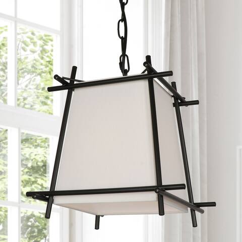 Trapezoidal Pendant Light with Fabric Shade, Modern Indoor Ceiling Hanging Lighting with Adjustable Hanging Chain