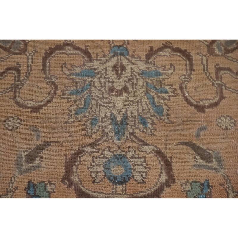 Hand Knotted Oriental 100% Wool Carpet Traditional All-Over Coral Tabriz Area Rug - 12' 6'' X 9' 7''