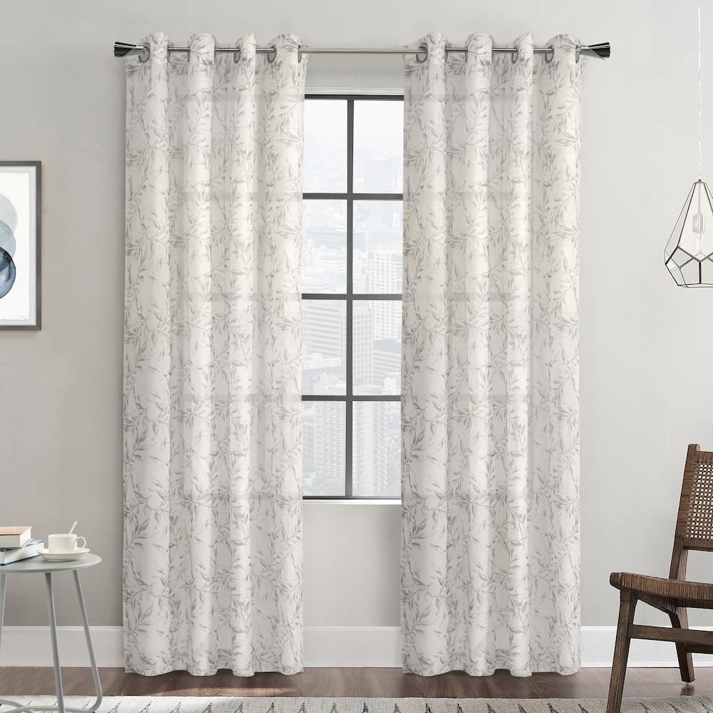 Jenny Sheer Botanical Print Grommet Curtain Panel by Habitat