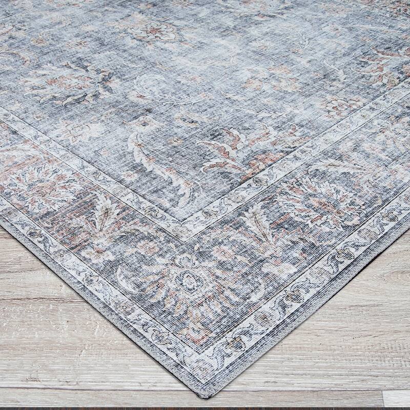 Dream Decor Rugs Legion Misty Garden Blue Floral Non Skid Area Rug