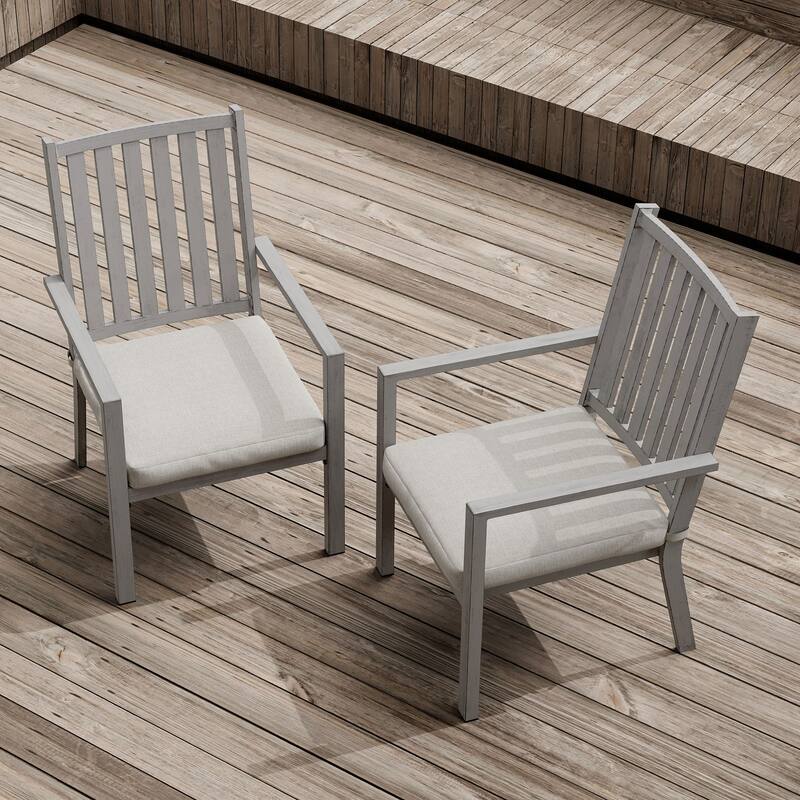 Outdoor Stacking Dining Armchair with Cushion (Set of 4)