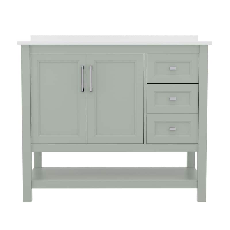 Bathroom Vanity with Sink, Open Storage, and Storage Drawers