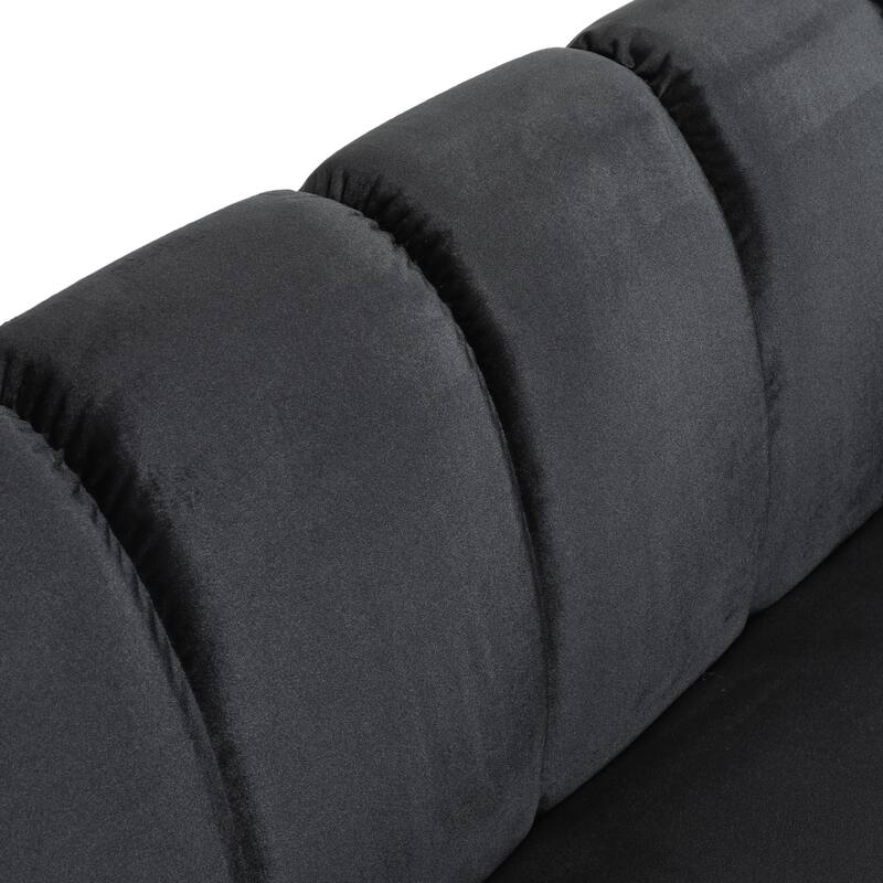 Black Velvet 3-Seater Sofa, 83x30x30 inches