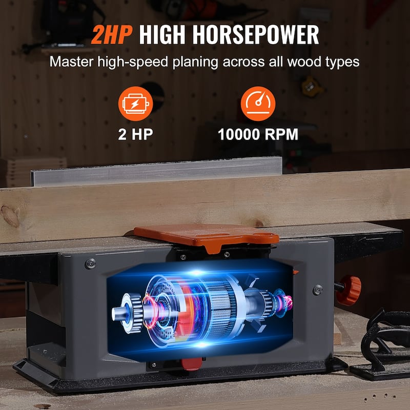 UIMOSO Benchtop Spiral Jointer, 8-Inch, 2HP with 10000 RPM, Featuring an 18-Blade Spiral Cutterhead, Extendable Arm to 6.5''