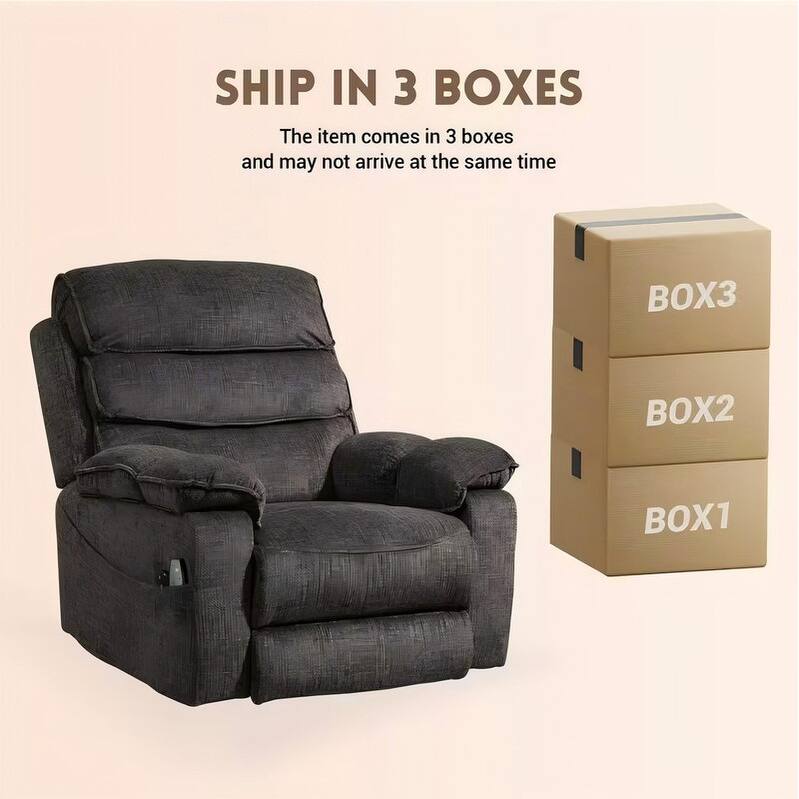 Extended Footrest Comfort Chenille Power Lift Recliner with Massage and Heat