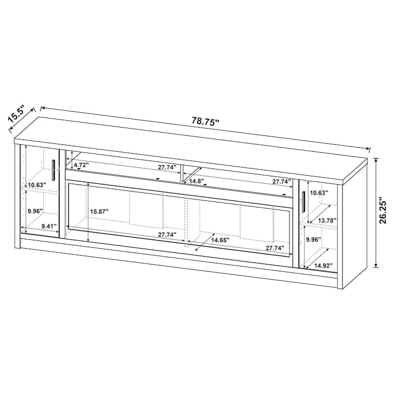 Eddy 79-Inch 2-Door TV Stand Fireplace Media Console Mango