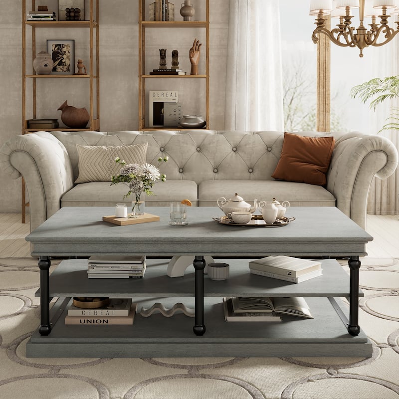 Christopher Knight Home-Thaddeus Rubberwood Coffee Table With Storage