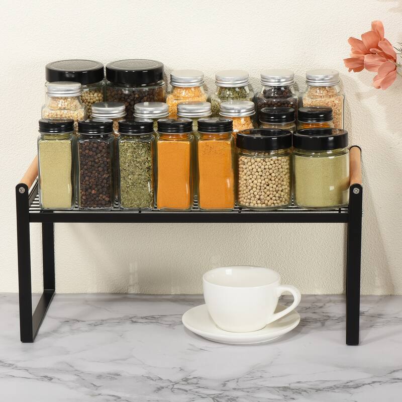 Kitchen Countertop Organizer, Stackable Spice Racks for Spice, Dish,Cup, Black