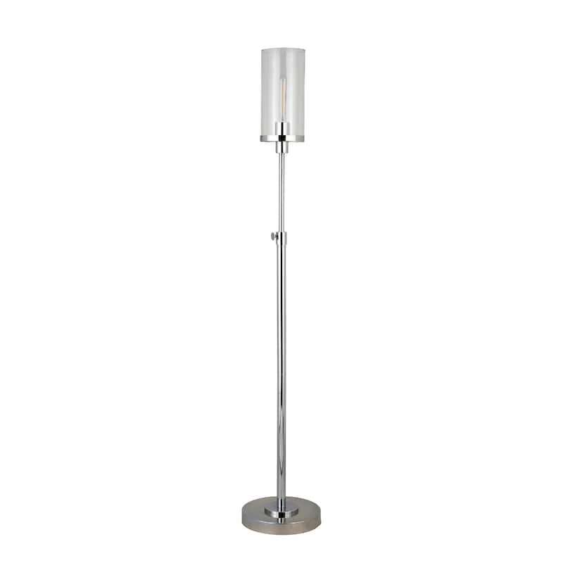 Metal Torchiere Floor Lamp with Drum and Cylinder Shade and Foot Switch - 11” x 11” x 66” (D x W x H)