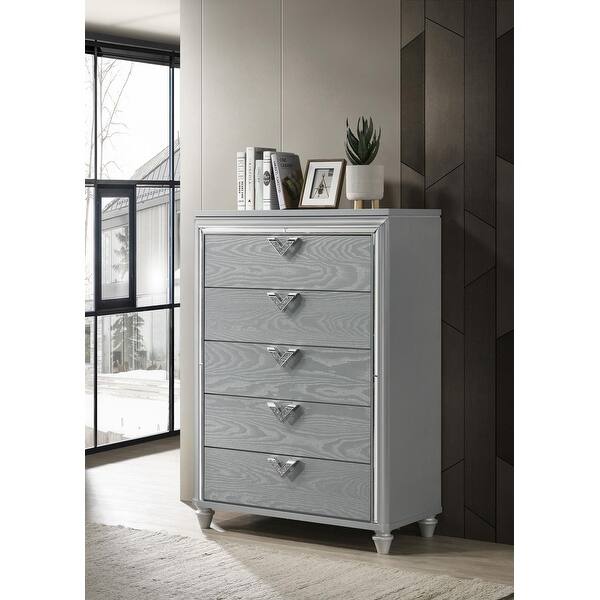 silver 5 drawer dresser Vino 5 Drawer Tall Dresser Chest