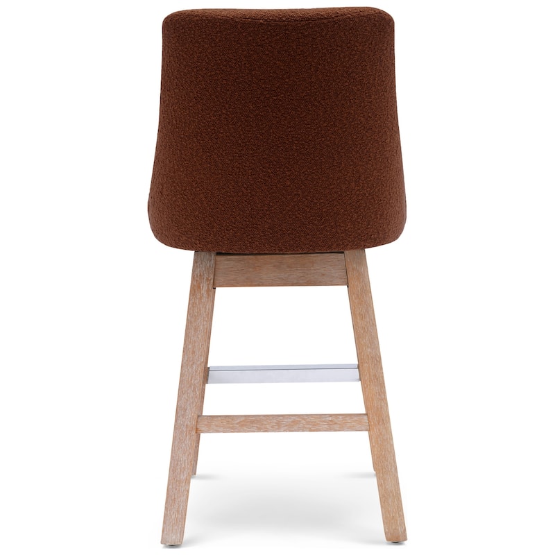 Boucle Polyester Upholstered Swivel Counter Stool - Foot Glides (Set of 2)