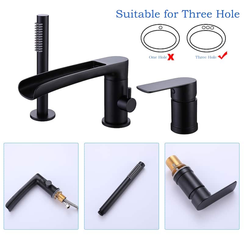 Deck Mounted Clawfoot Swivel Bathtub Faucet with Handheld Shower and 1-Handle