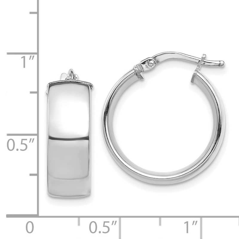 Curata 14k White Gold High Polished Hoop Earrings - 20.46x19mm